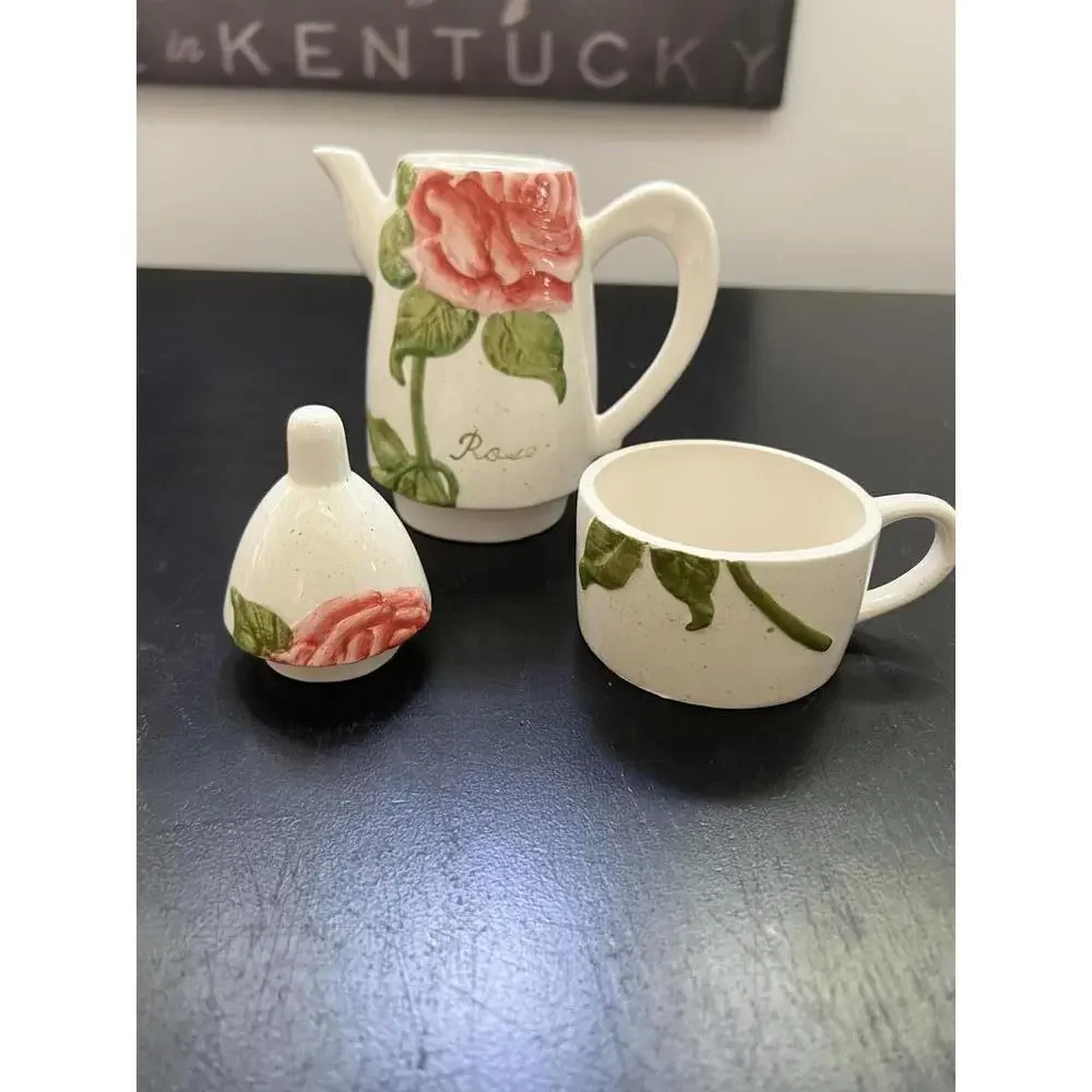 White Speckled‎ Ceramic Stackable Teapot with Lid & Handled Cup